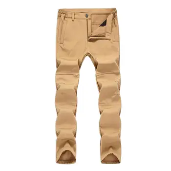 Мужские толстые Теплые Зимние шерстяные однотонные брюки в стиле милитари, водонепроницаемые ветрозащитные Мужские штаны для бега трусцой, брюки для отдыха на открытом воздухе, альпинизм