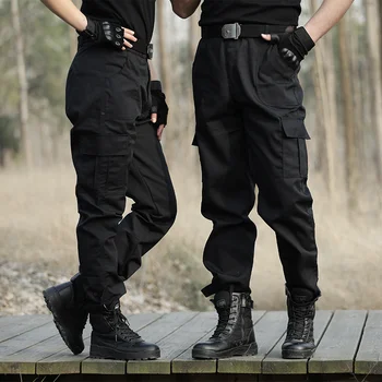 Черные тактические военные брюки, мужские повседневные брюки-карго, Камуфляжные рабочие брюки, Армейские Тренировочные брюки, Мужские брюки для страйкбола