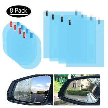 8 Упаковок непромокаемой пленки для зеркала заднего вида автомобиля, Противотуманная защитная пленка, Водонепроницаемые автомобильные наклейки, Аксессуары для укладки, 2 размера