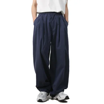 Летняя мужская мода 2023, весенняя свободная Корейская уличная одежда, широкие брюки с эластичной резинкой на талии, Мужские сетчатые брюки знаменитостей.