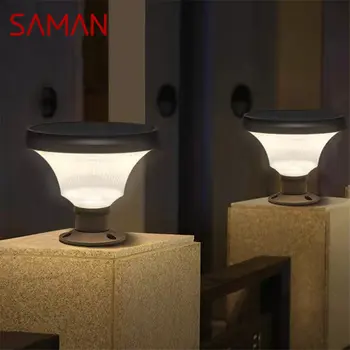 Современный скандинавский светильник SAMAN, Креативный Водонепроницаемый Уличный светодиодный светильник на солнечной колонне во дворе для сада, балкона, крыльца