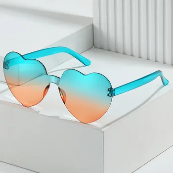 Солнцезащитные очки Candy Heart, европейские и американские солнцезащитные очки Heart без рамки, соединенные с ПК Солнцезащитные очки Ocean Film, очки для отдыха на открытом воздухе, велосипедные очки