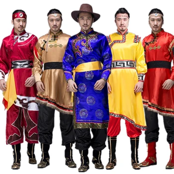 Новые традиционные монгольские костюмы для мужчин, национальный танец Чингисхана на лугах, представление для верховой езды на сцене Азии для взрослых