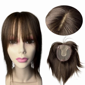 Топперы из человеческих волос, челка с заколкой, Бразильская челка Remy, прямые пряди для волос, прикрывающие выпадение белых седых волос у женщин