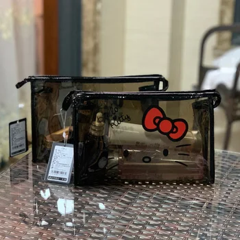 Sanrio hello kitty прозрачная водонепроницаемая сумка для туалетных принадлежностей для девочек, косметичка, сумка-папка, портфель, сумка для хранения, клатч, кошелек для монет