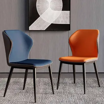 Удобный обитый Металлический обеденный стул Nordic Leather Classics Библиотечный шезлонг для гостиной Sillas Мебель для дома