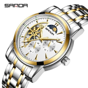 SANDA 2022 Новые Роскошные мужские часы с автоматическим механическим стальным ремешком, мужские деловые светящиеся часы Relogio Masculino