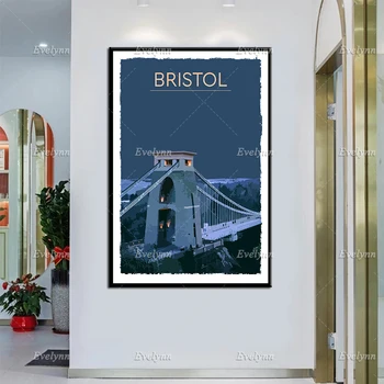 Туристический плакат в ретро-винтажном стиле, Бристольская картина маслом, плакаты и принты на холсте, настенные художественные картины для украшения гостиной