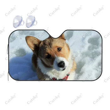 Собака породы Вельш-корги, солнцезащитный козырек на лобовое стекло автомобиля, универсальный складной блок для защиты от ультрафиолетовых лучей, Солнцезащитный козырек