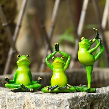 Миниатюрные фигурки лягушки для йоги из зеленой смолы, имитация макета украшения сада, Животный пейзаж, Украшения ручной работы на открытом воздухе, подарок