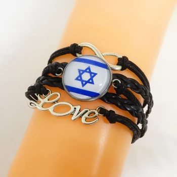 Браслет Love Israel Мода Израильский Флаг Многослойные Браслеты с оберткой Для Мужчин и Женщин Ювелирные Изделия Годовщина Дружбы
