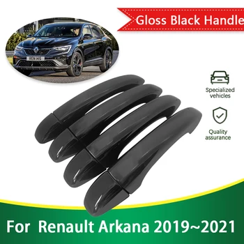 для Renault Arkana 2019 2020 2021 Megane Conquest Samsung XM3 Глянцевая Черная Дверная Ручка Крышка Стайлинг Наклейка Отделка Автомобильные Аксессуары