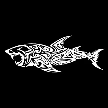 Персонализированные наклейки Рыба Племенная татуировка Акула Декор Арт Виниловая водонепроницаемая солнцезащитная наклейка, 16СМ * 10СМ