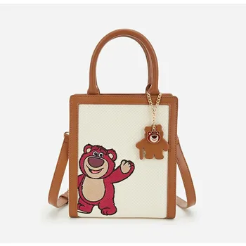 Мини-ручная сумка-тоут с изображением персонажа аниме Disney земляничного медведя через плечо.