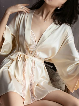 100% Шелковая пижама Женская кружевная сексуальная ночная рубашка платье шелковая пижама домашняя одежда женская весенняя пижама ночная рубашка