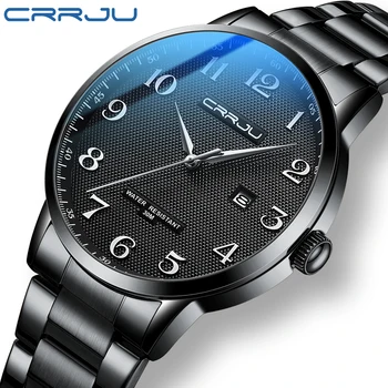CRRJU Новые модные мужские часы Лучший бренд класса люкс Спортивные часы Мужские кварцевые часы с датой Водонепроницаемые наручные часы