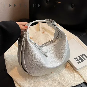 Модная женская сумка через плечо из мягкой серебристой кожи, женские сумки 2023 Y2K, новая сумка через плечо подмышками