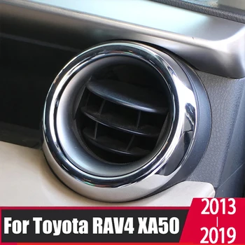 Воздуховыпускное отверстие на стойке регистрации автомобиля Хромированная круглая Декоративная накладка для Toyota RAV4 XA50 Hybrid 2013 2015 2017 2018 2019 Аксессуары