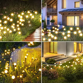Солнечные садовые фонари-2 комплекта из 10 светодиодных фонарей-светлячков на солнечных батареях с 2 режимами освещения, солнечные наружные фонари водонепроницаемые, покачивающиеся