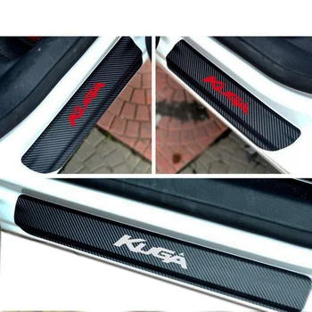 для FORD KUGA 4D Наклейка на порог автомобиля из углеродного волокна с защитой от царапин, Нескользящая Защита порога, Внутренняя потертость, Стайлинг автомобиля