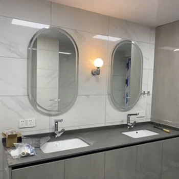 Овальное Туалетное Зеркало Для Ванной Комнаты Наклейка На Стену Smart Mirror Зеркало Для Ванной Комнаты Без Запотевания Bluetooth Зеркало со Светодиодной Подсветкой Espejo Декоративное