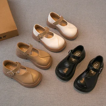 Кожаная обувь для девочек, Весенне-осенняя новая детская обувь, туфли принцессы, тонкие туфли на мягкой подошве
