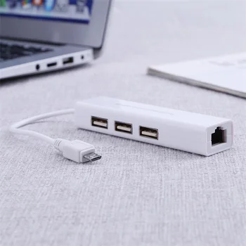 USB Ethernet 3 Порта USB-Концентратор к Сетевой Карте Локальной сети RJ45 Ethernet-Адаптер Для Портативных ПК Mac iOS Windows RTL8152 USB 2.0 Hub