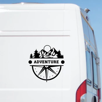 Наклейка Car Styling Adventure Compass Caravan Motorhome Camper Van Наклейка RV Truck Horsebox Car Camping Mountains Наклейка