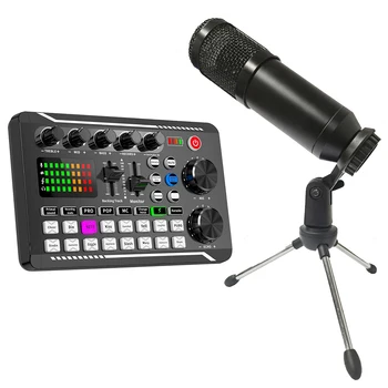 Звуковая карта F998, совместимая с Bluetooth, с набором микрофонов BM800 USB, студийная запись, телефон, компьютер, микширование звука в реальном времени, микширование голоса ПК