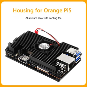 Корпус из алюминиевого сплава Orange Pi 5 с охлаждающим вентилятором Активный Пассивный металлический корпус Радиатор Комплект для отвода тепла для Orange Pi 5