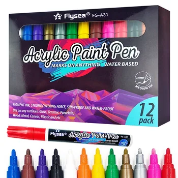 12-Цветный акриловый маркер, цветная водонепроницаемая ручная роспись, чехол для мобильного телефона, обувь, расписанная одежда, граффити, акварельная ручка