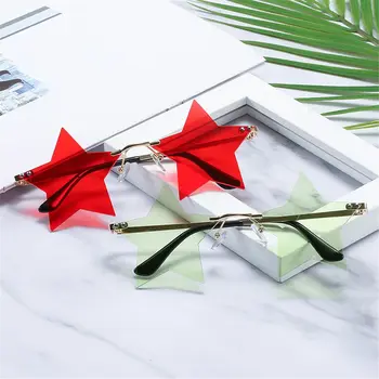 Симпатичные очки с пентаграммой для женщин и мужчин, Рождественское украшение, солнцезащитные очки в форме звезды, солнцезащитные очки без оправы, очки для вечеринок