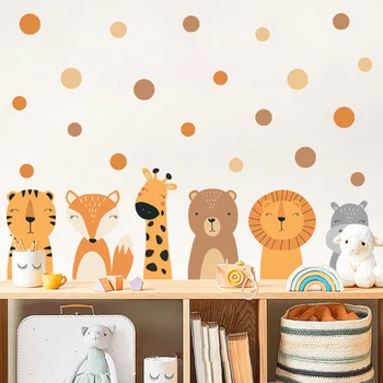 Мультяшные животные в стиле бохо, Медведь, Жираф, наклейки на стены для детской комнаты, наклейки на стены детской комнаты, декоративные наклейки для спальни