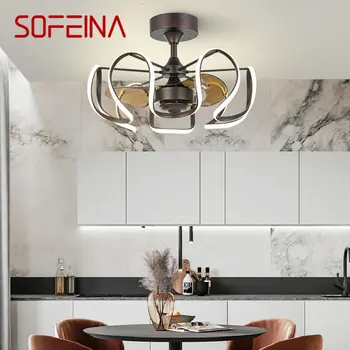 SOFEINA Потолочный вентилятор в американском стиле, современный светодиодный винтажный пульт дистанционного управления для дома, гостиной, спальни со светом