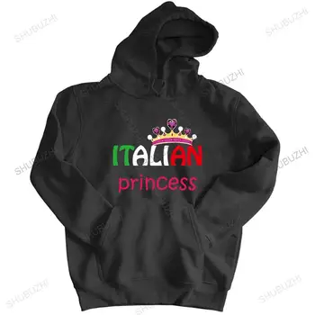 хлопковая толстовка мужская куртка с капюшоном Милая итальянская принцесса Тиара Флаг Италии Графическая толстовка с капюшоном Юмор Harajuku мужское пальто подарок slim fit