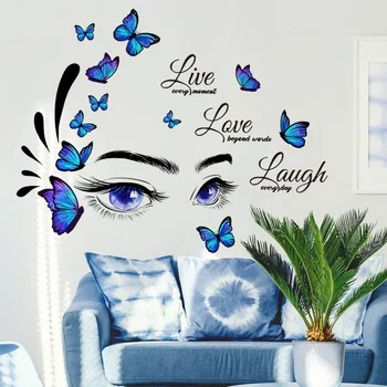 Модные женские глаза, Соблазнительные наклейки для декора комнаты, Креативные наклейки на стены в виде бабочек, Наклейки на стены в комнате для пар