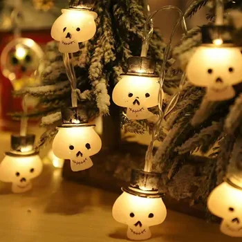 11 Стильных светодиодных гирлянд для Хэллоуина, портативных головных светильников с черепом-призраком в виде тыквы, домашних баров, украшений для вечеринок на Хэллоуин