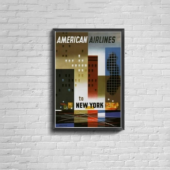 American Airlines-Нью-Йорк, плакат, холст, печать плаката, украшение для дома, настенная живопись (без рамки)