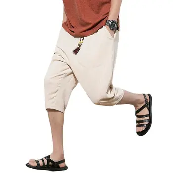 Новые летние хлопчатобумажные льняные брюки в китайском стиле, винтажные эластичные шаровары большого размера