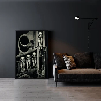 Уникальное произведение искусства Giger, плакат с изображением Инопланетного ксеноморфа, Вселенная Рождения пистолета-пулемета