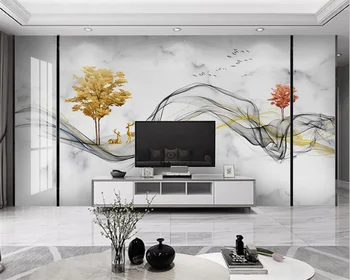 beibehang Настраивает новый абстрактный пейзаж в китайском стиле, мраморный светлый роскошный фон, обои papel de parede