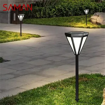 Уличная современная простая газонная лампа SAMAN, черное светодиодное освещение, водонепроницаемый дом для сада виллы