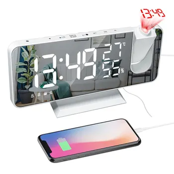 Настольный будильник с дисплеем влажности, электронный умный дом, светодиодный цифровой USB-проектор времени пробуждения