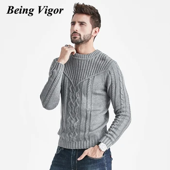 Базовый дизайн Being Vigor, пуловер с круглым воротом, осенне-зимний теплый мужской свитер