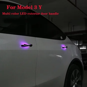 Модель 3 Y Автоматическая дверная ручка для Tesla Модель 3 Модель Y 2016-2023 Многоцветный светодиодный внешний вид