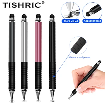 Двойная сенсорная ручка TISHRIC 2 в 1 для планшета / мобильного / ipad; стилус для телефона Android; емкая ручка для сенсорного экрана.