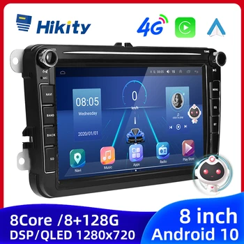 Hikity AI Voice 8 Core 8G 128G Android Auto Carplay 2 Din 4G Автомагнитола Для Фольксваген Гольф Поло Тигуан Пассат Б6 Шкода Джетта