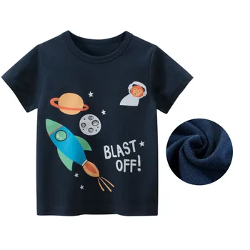 Одежда для мальчиков и девочек 2-8 лет, комфортные футболки с короткими рукавами, детская летняя футболка, детские модные топы-ракета, хлопковая футболка с героями мультфильмов