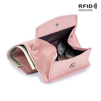 Женские кошельки из натуральной кожи, модный маленький кошелек с мини-карманом для монет, кошелек с Rfid-блокировкой, Дизайнерский портфель Damski