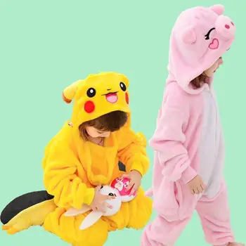 Пижама Кигуруми с животными для детей, пижама для маленьких девочек, пижама для мальчиков, пижама с аниме, детский костюм, комбинезон